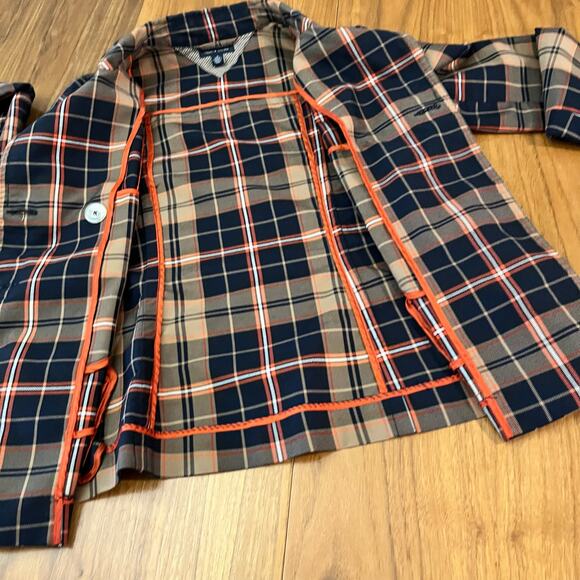 Tommy Hilfiger Plaid Jacket Size M Blazer Peacoat Double Breasted Lightweight - Picture 7 of 14
